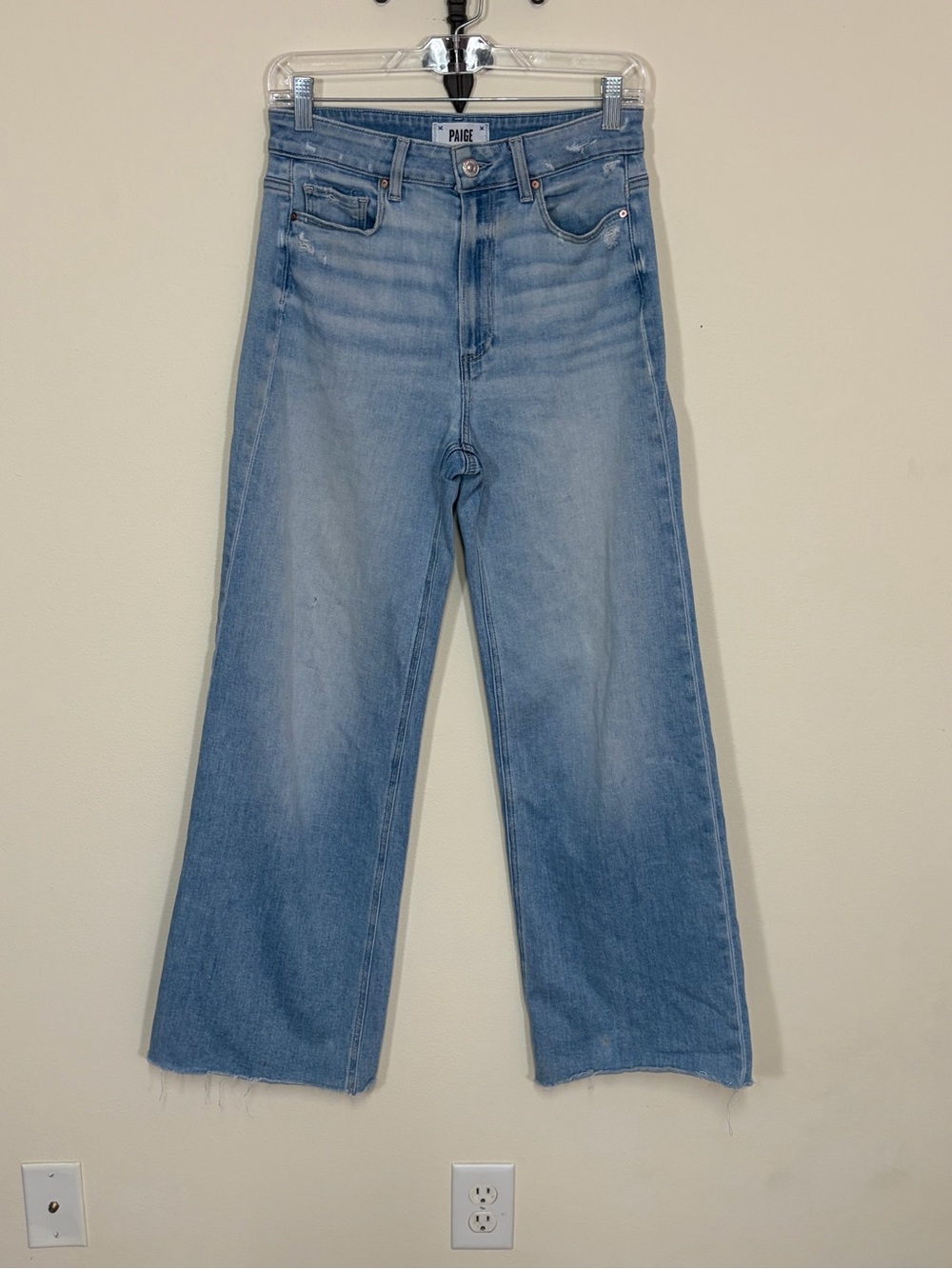 PAIGE Anessa High-rise wide leg distressed jeans